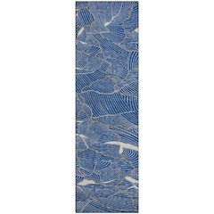 Premium Machine Washable Mayfield AMF1048 Blue 2'3" x 7'6" Runner Rug