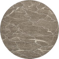 Premium Machine Washable Mayfield AMF1048 Brown 8' x 8' Round Rug