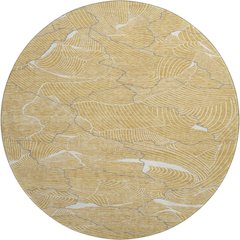 Premium Machine Washable Mayfield AMF1048 Gold 8' x 8' Round Rug