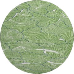 Premium Machine Washable Mayfield AMF1048 Green 8' x 8' Round Rug