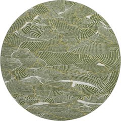 Premium Machine Washable Mayfield AMF1048 Olive 8' x 8' Round Rug