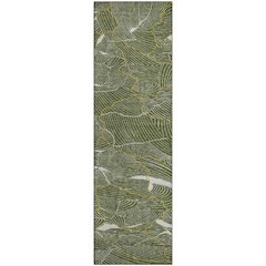 Premium Machine Washable Mayfield AMF1048 Olive 2'3" x 7'6" Runner Rug