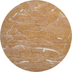 Premium Machine Washable Mayfield AMF1048 Paprika 8' x 8' Round Rug