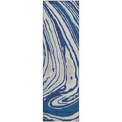 Premium Machine Washable Mayfield AMF1051 Navy 2'3" x 7'6" Runner Rug
