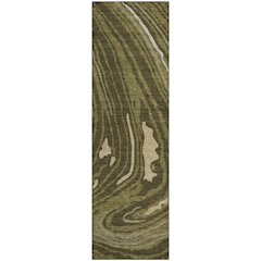 Premium Machine Washable Mayfield AMF1051 Olive 2'3" x 7'6" Runner Rug