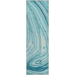 Premium Machine Washable Mayfield AMF1051 Turquoise 2'3" x 7'6" Runner Rug
