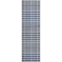 Premium Machine Washable Mayfield AMF1054 Navy 2'3" x 7'6" Runner Rug