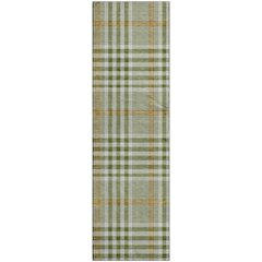 Premium Machine Washable Mayfield AMF1054 Olive 2'3" x 7'6" Runner Rug