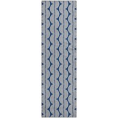Premium Machine Washable Mayfield AMF1055 Navy 2'3" x 7'6" Runner Rug