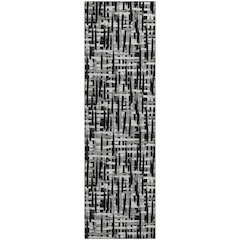 Premium Machine Washable Mayfield AMF1059 Black 2'3" x 7'6" Runner Rug