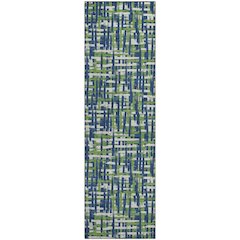 Premium Machine Washable Mayfield AMF1060 Navy 2'3" x 7'6" Runner Rug