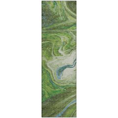 Premium Machine Washable Mayfield AMF1061 Green 2'3" x 7'6" Runner Rug