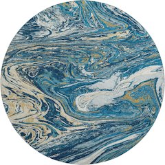 Premium Machine Washable Mayfield AMF1061 Navy 8' x 8' Round Rug
