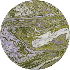 Premium Machine Washable Mayfield AMF1061 Olive 8' x 8' Round Rug