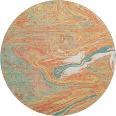 Premium Machine Washable Mayfield AMF1061 Orange 8' x 8' Round Rug