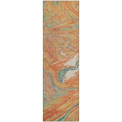Premium Machine Washable Mayfield AMF1061 Orange 2'3" x 7'6" Runner Rug