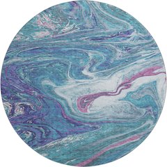 Premium Machine Washable Mayfield AMF1061 Teal 8' x 8' Round Rug