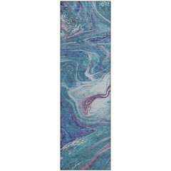 Premium Machine Washable Mayfield AMF1061 Teal 2'3" x 7'6" Runner Rug