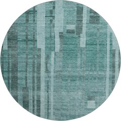 Premium Machine Washable Mayfield AMF1063 Teal 8' x 8' Round Rug