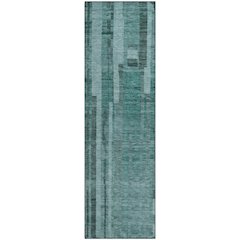 Premium Machine Washable Mayfield AMF1063 Teal 2'3" x 7'6" Runner Rug