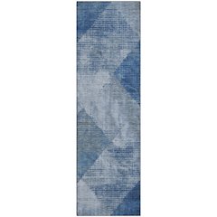 Premium Machine Washable Mayfield AMF1065 Blue 2'3" x 7'6" Runner Rug