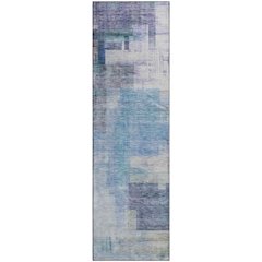 Premium Machine Washable Mayfield AMF1067 Blue 2'3" x 7'6" Runner Rug