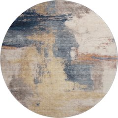 Premium Machine Washable Mayfield AMF1068 Gold 8' x 8' Round Rug