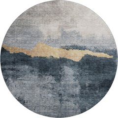 Premium Machine Washable Mayfield AMF1069 Blue 8' x 8' Round Rug
