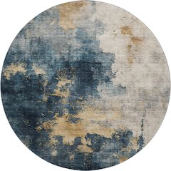 Premium Machine Washable Mayfield AMF1072 Blue 8' x 8' Round Rug