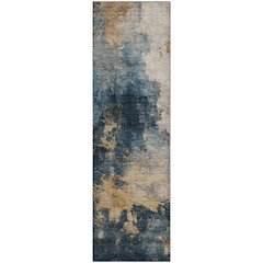 Premium Machine Washable Mayfield AMF1072 Blue 2'3" x 7'6" Runner Rug
