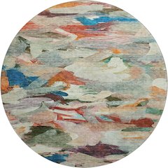 Premium Machine Washable Mayfield AMF1075 Green 8' x 8' Round Rug