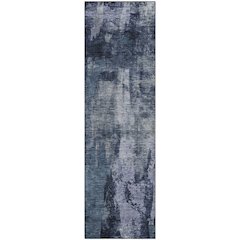 Premium Machine Washable Mayfield AMF1077 Navy 2'3" x 7'6" Runner Rug