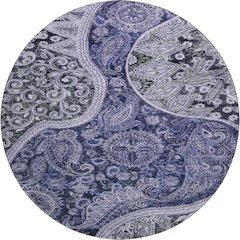 Premium Machine Washable Mayfield AMF1078 Navy 8' x 8' Round Rug