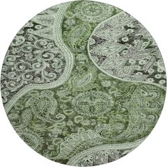 Premium Machine Washable Mayfield AMF1078 Olive 8' x 8' Round Rug