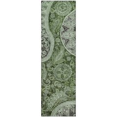 Premium Machine Washable Mayfield AMF1078 Olive 2'3" x 7'6" Runner Rug