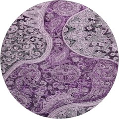 Premium Machine Washable Mayfield AMF1078 Purple 8' x 8' Round Rug