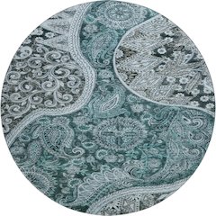 Premium Machine Washable Mayfield AMF1078 Teal 8' x 8' Round Rug