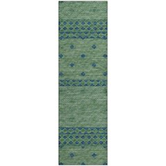Premium Machine Washable Mayfield  Green 2'3" x 7'6" Runner Rug