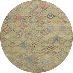 Premium Machine Washable Mayfield AMF1081 Gold 8' x 8' Round Rug