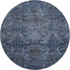 Premium Machine Washable Mayfield AMF1082 Navy 8' x 8' Round Rug