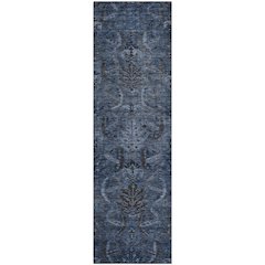 Premium Machine Washable Mayfield AMF1082 Navy 2'3" x 7'6" Runner Rug