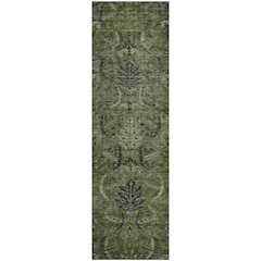 Premium Machine Washable Mayfield AMF1082 Olive 2'3" x 7'6" Runner Rug