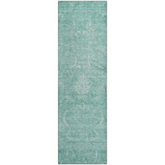 Premium Machine Washable Mayfield AMF1083 Aqua 2'3" x 7'6" Runner Rug