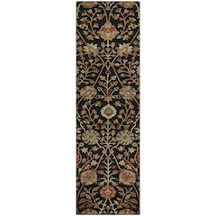 Premium Machine Washable Mayfield AMF1085 Black 2'3" x 7'6" Runner Rug