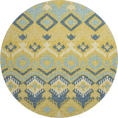 Premium Machine Washable Mayfield  Yellow 8' x 8' Round Rug