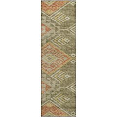 Premium Machine Washable Mayfield AMF1091 Green 2'3" x 7'6" Runner Rug