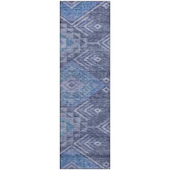Premium Machine Washable Mayfield AMF1091 Navy 2'3" x 7'6" Runner Rug