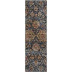 Premium Machine Washable Mayfield AMF1094 Navy 2'3" x 7'6" Runner Rug
