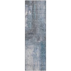 Premium Machine Washable Mayfield AMF1095 Blue 2'3" x 7'6" Runner Rug