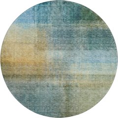 Premium Machine Washable Mayfield AMF1096 Blue 8' x 8' Round Rug
